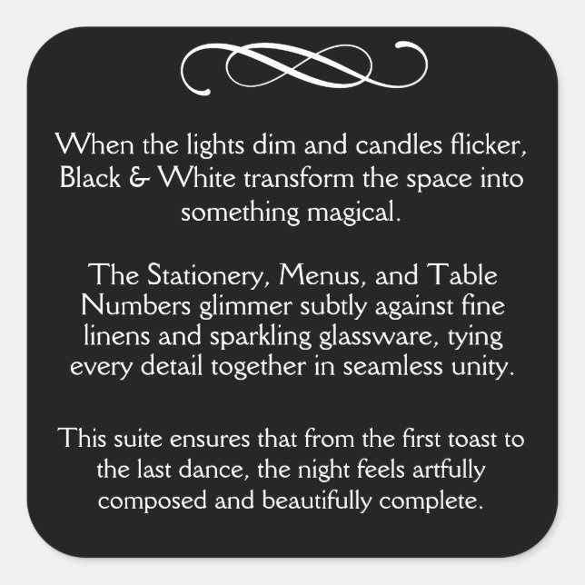 BW Reception Quadratischer Aufkleber (Vorderseite)