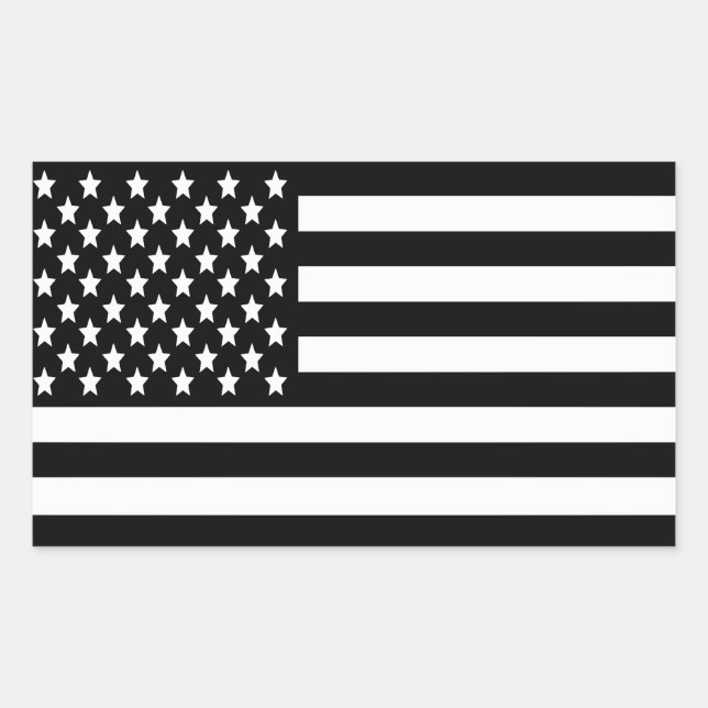 BW US-Flagge Rechteckiger Aufkleber (Vorderseite)