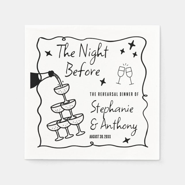 BW Whimsikrahmen und Champagner die Nacht vor Serviette (Vorderseite)