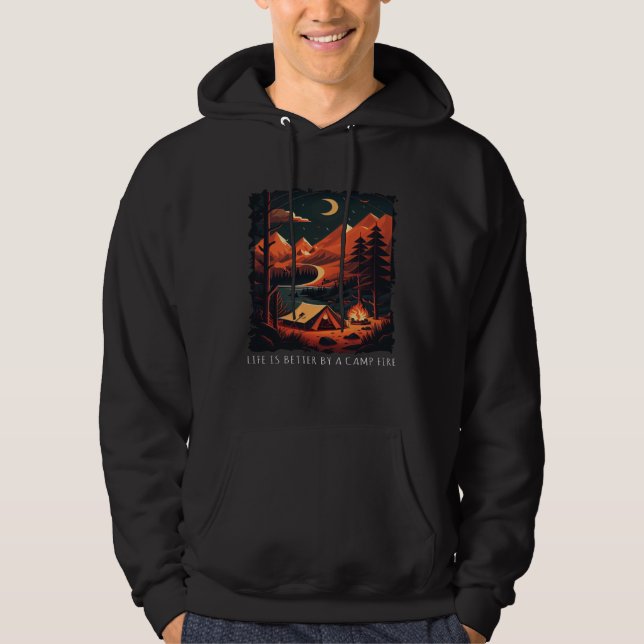 By A Camp Fire  retro camping Hoodie (Vorderseite)