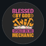 By God By My Mechanic Runder Aufkleber<br><div class="desc">By God By My Mechanic</div>