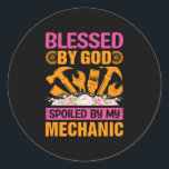 By God By My Mechanic Runder Aufkleber<br><div class="desc">By God By My Mechanic</div>