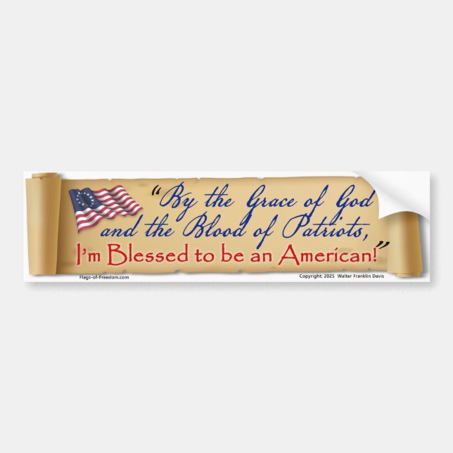 By the Grace of God I'm an American Bumper Sticker Autoaufkleber (Vorne)