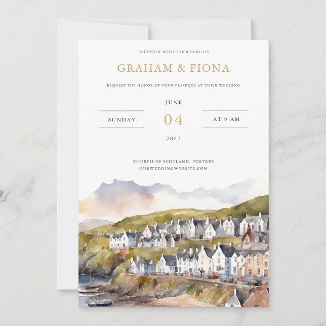 By the Sea Watercolor Invitation Einladung (Vorderseite)