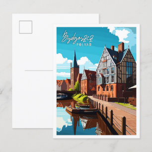 Bydgoszcz Polen Vintage Reise Illustration Postkarte