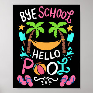Bye School Beach T Ball T-Shirt Hammock Poster