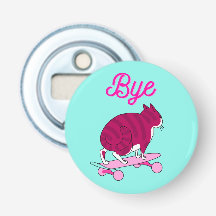 Bye Text mit Cooler rosa Katze