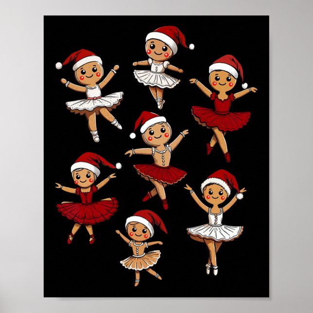 Byllet Dancer Gingerbrot Weihnachtslehrer Poster (Vorne)