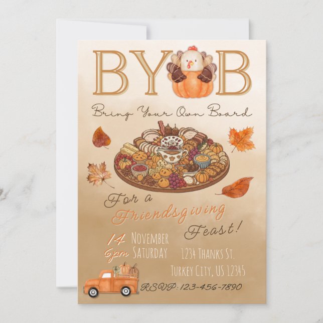 BYOB-Charcuterie-Board-Friendsgiving-Fest-Einladun Einladung (Vorderseite)
