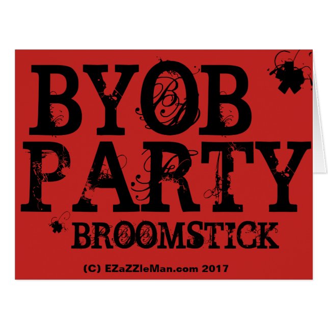 BYOB* Party Einladung * = Broomstick (Vorderseite (Horizontal))