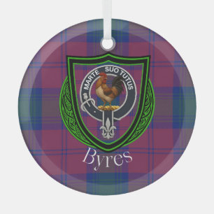 Byres schottischer Clan-Tartan und -Wappen Ornament Aus Glas