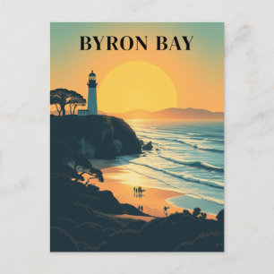 Byron Bay Australia Retro Travel Lighthouse Postkarte