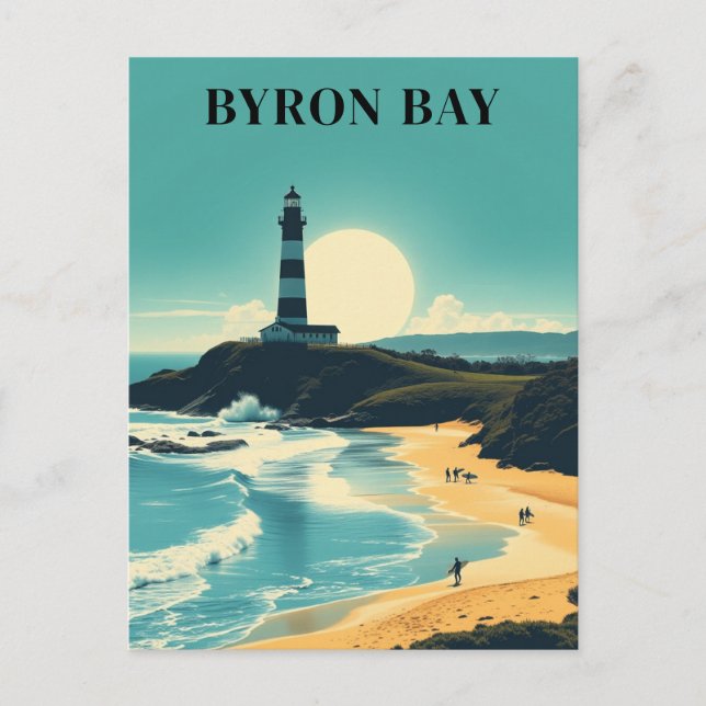 Byron Bay Australia Vintag Beach Lighthouse Postkarte (Vorderseite)