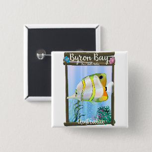Byron Bay Australien Reiseplakat. Button