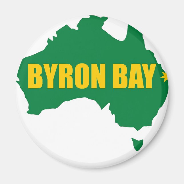 Byron Bay Green und Gold Map Magnet (Vorne)