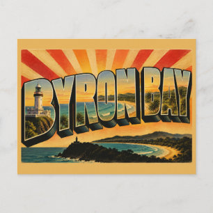 Byron Bay NSW Australien Vintage Reise Kunst Postkarte