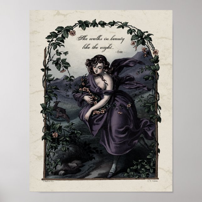 Byron "She Walks in Beauty" Viktorianisch Art. 11x Poster (Vorne)