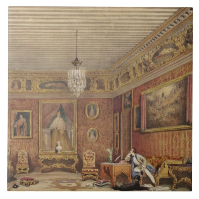 Byrons Raum in Palazzo Mocenigo, Venedig (w/c auf Fliese (Vorderseite)