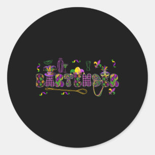 Byrtender Mardi Gras Symbole Masked Jester Hat Job Runder Aufkleber