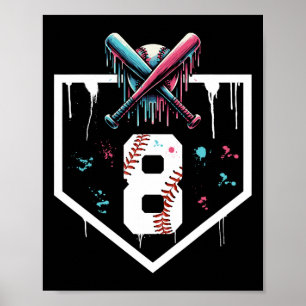 Bysebyll Drip 8. Geburtstag Home Plate Jungen Juge Poster