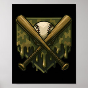 Bysebyll Drip Camo Home Plate Jungen Sport Cool Ga Poster