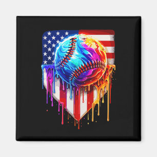 Bysebyll Eiscreme Amerikanische Flagge Drip Magnet