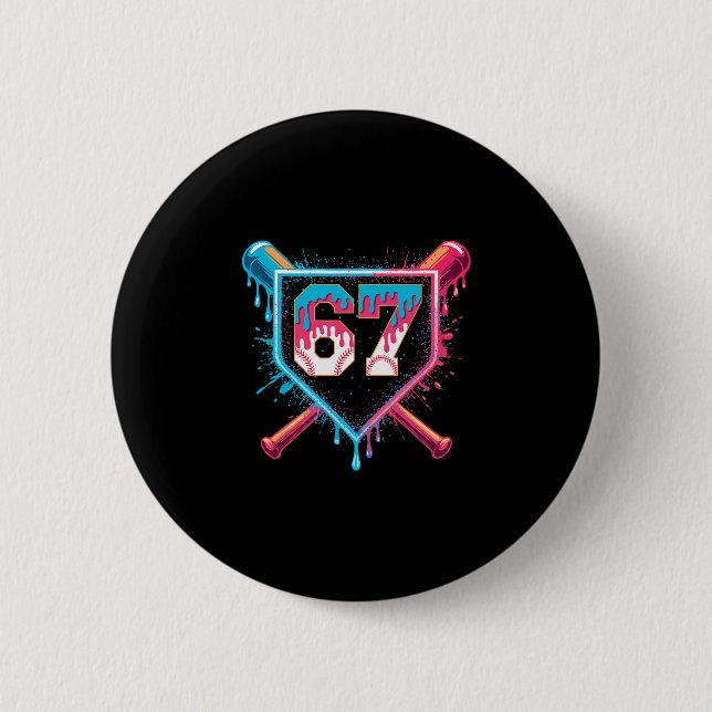 Bysebyll Eiscreme-Tropf Six Seven Gen-Alpha-Slang Button (Vorderseite)
