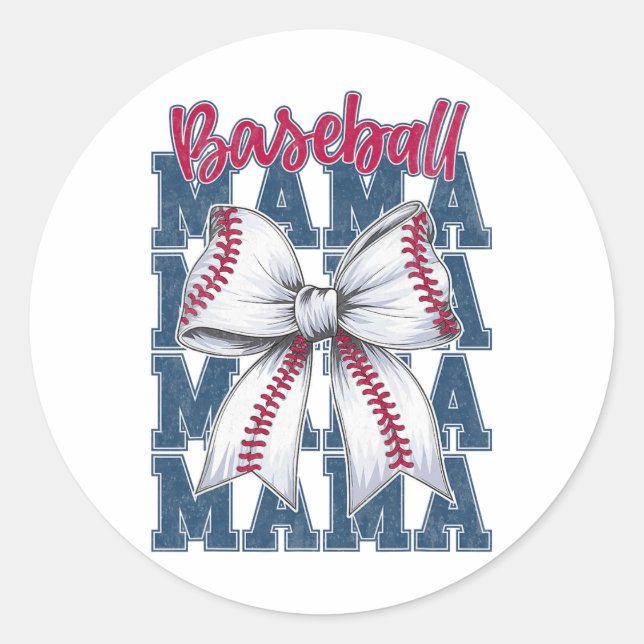 Bysebyll Mama Coquette Bow Game Day Bysebyll Mama  Runder Aufkleber (Vorderseite)