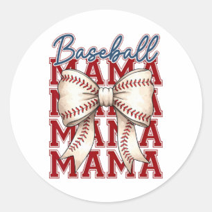Bysebyll Mama Coquette Bow Game Day Bysebyll Mama Runder Aufkleber