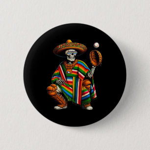 Bysebyll Skeleton Mexican Sombrero Cinco De Mayo B Button