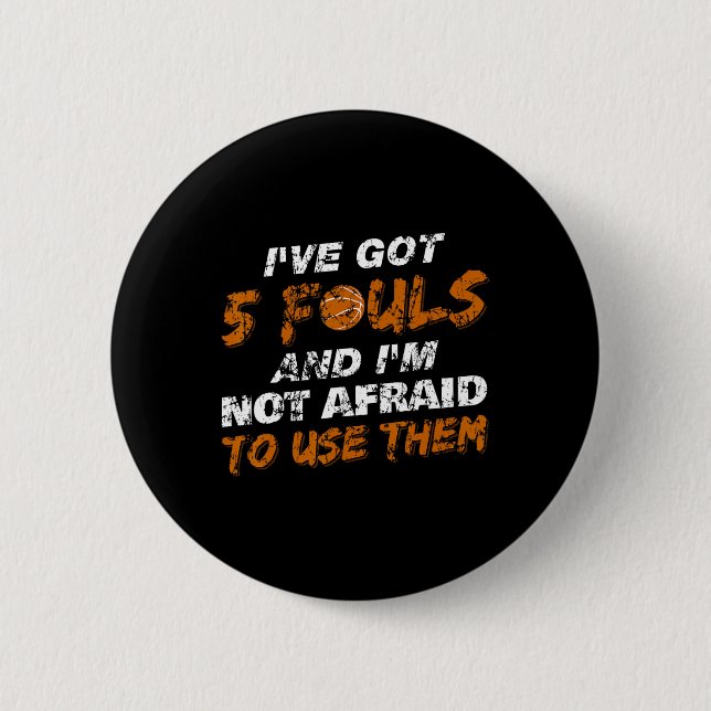 Bysketbyll Player Coach Team Fun Hoops 5 Fouls Dis Button (Vorderseite)