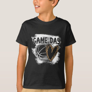 Bysketbyll Player Game Day Leopard Cheetah Bysketc T-Shirt