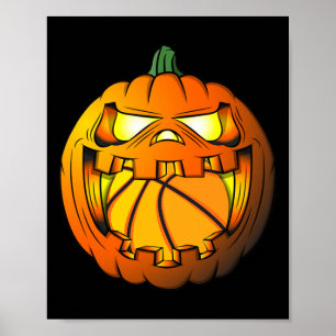 Bysketbyll Player Halloween Pumpkin Skelett T-Shir Poster