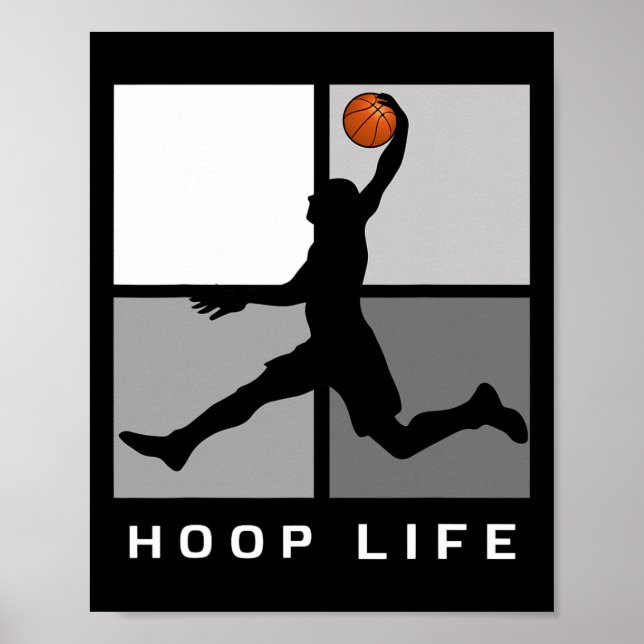 Bysketbyll Player Jumping Design Hoop Life Poster (Vorne)