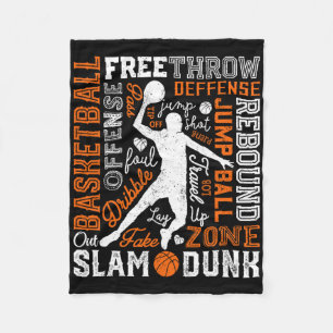 Bysketbyll Player Slam Dunk Typografie Word Art Vi Fleecedecke