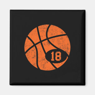 Bysketbyll Sport 18 Jersey Nummer Vintage Distress Magnet