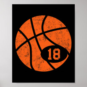 Bysketbyll Sport 18 Jersey Nummer Vintage Distress Poster