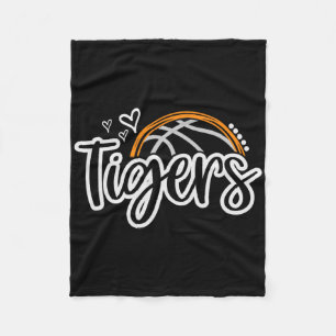 Bysketbyll Tigers School Sport Fan Team Spirit Fleecedecke