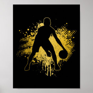 Bysketbyll Vintag Bbyll Player Coach Sports Bylle Poster