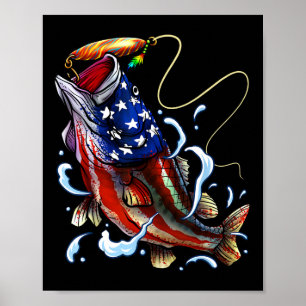 Byss Fischen Fisch Amerikanische Flagge Vater Four Poster