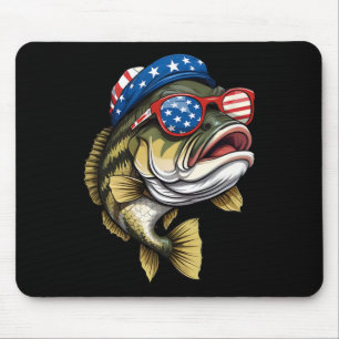 Byss Fish 4. Juli Amerikanische Us Flagge Patrioti Mousepad