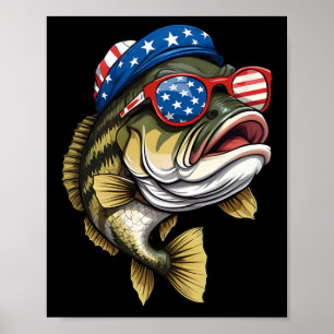 Byss Fish 4. Juli Amerikanische Us Flagge Patrioti Poster