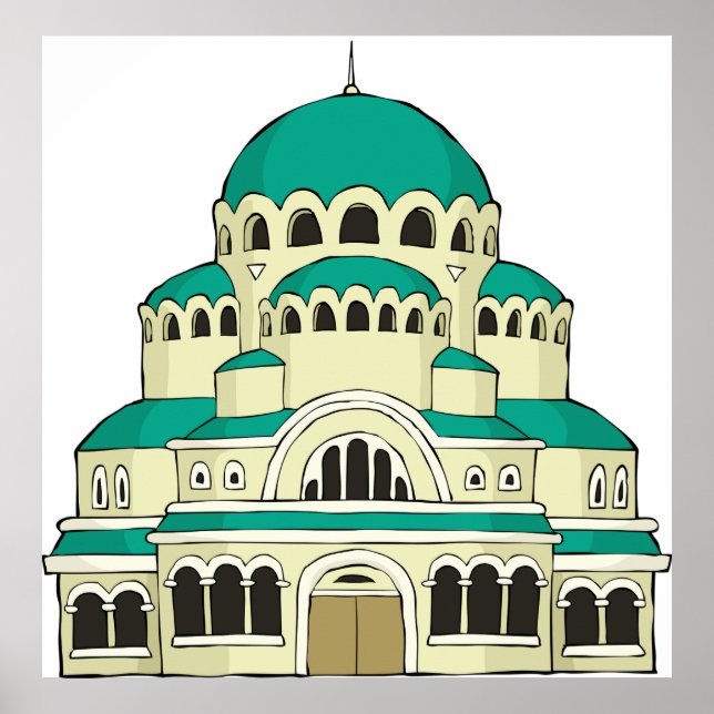 Byzantine Architecture Teal Dome Cathedral Poster (Vorne)