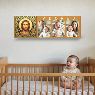 Byzantinische Christus-Ikone - ANGEBETETES Baby-Fo Leinwanddruck