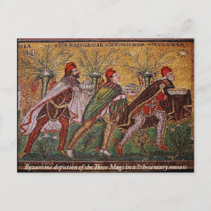 Byzantinische Darstellung der Magi Weihnachtspostk Postkarte