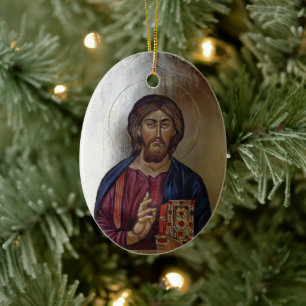 Byzantinische Ikone von Christus Pantocrator Keramikornament