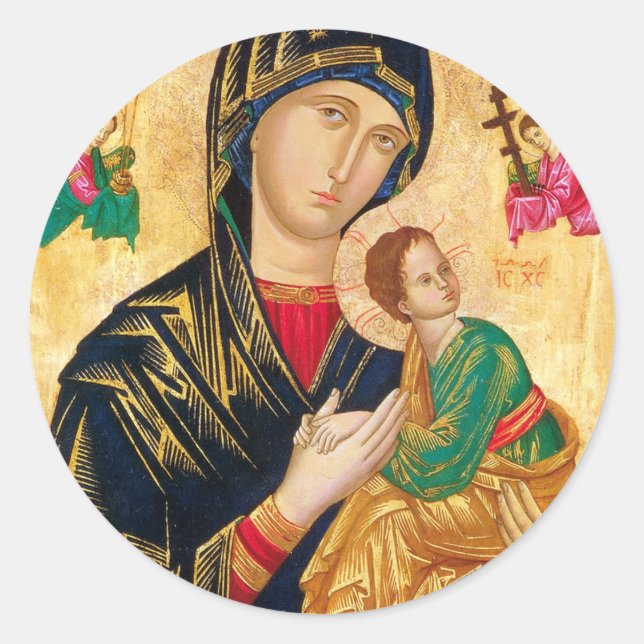 Byzantinische Jungfrau Maria und Kindersymbol Runder Aufkleber (Vorderseite)