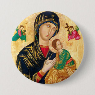 Byzantinische Jungfrau Mary and Child Icon Weihnac Button