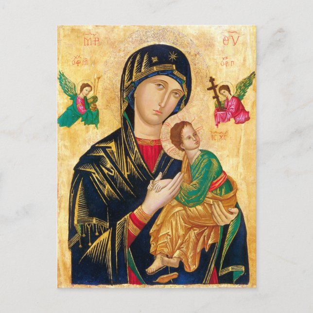 Byzantinische Jungfrau Mary and Child Icon Weihnac Postkarte (Vorderseite)