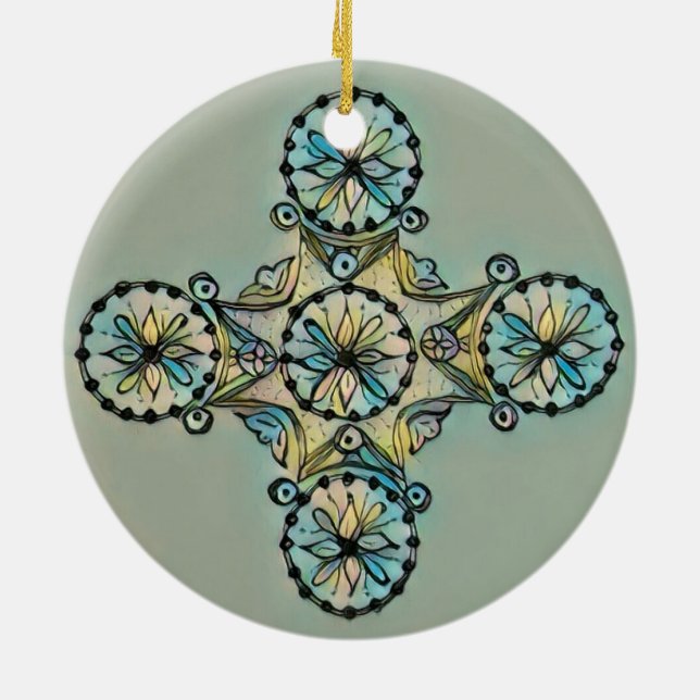 Byzantinische Kreuzverzierung Keramik Ornament (Hinten)
